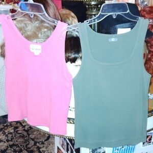 COPY - 2 tank tops pink and Army Green L